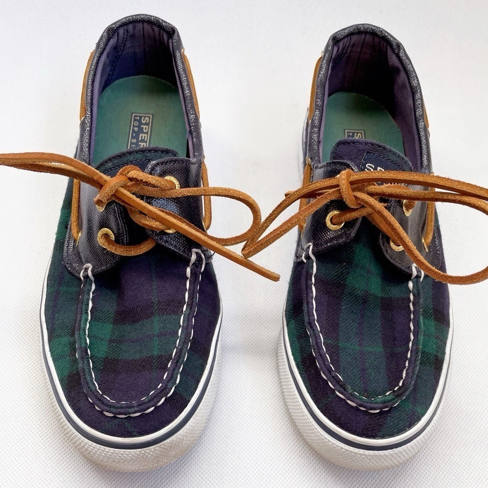 Sperry Vintage 90s Ralph Lauren Christmas Plaid Lace Up Boat Shoe - Picture 4 of 9